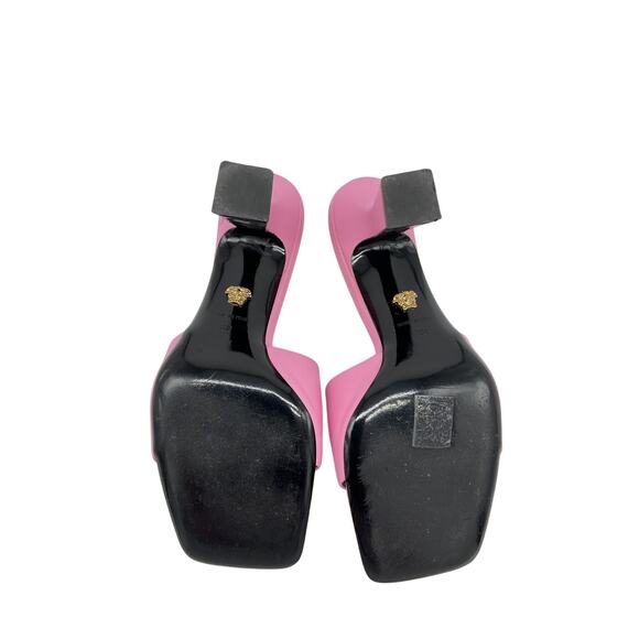 Versace 'Medusa' Pink Leather Mid-Heel Mules Size 8 - Picture 5 of 5